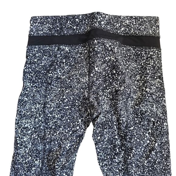 Lululemon Pace Rival Crop Cropped Leggings Paint Splatter White Black Mesh Sz 4 - Picture 6 of 12